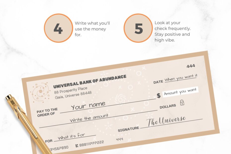 Manifestation Checks INSTANT DOWNLOAD Printable Cheque Law Etsy
