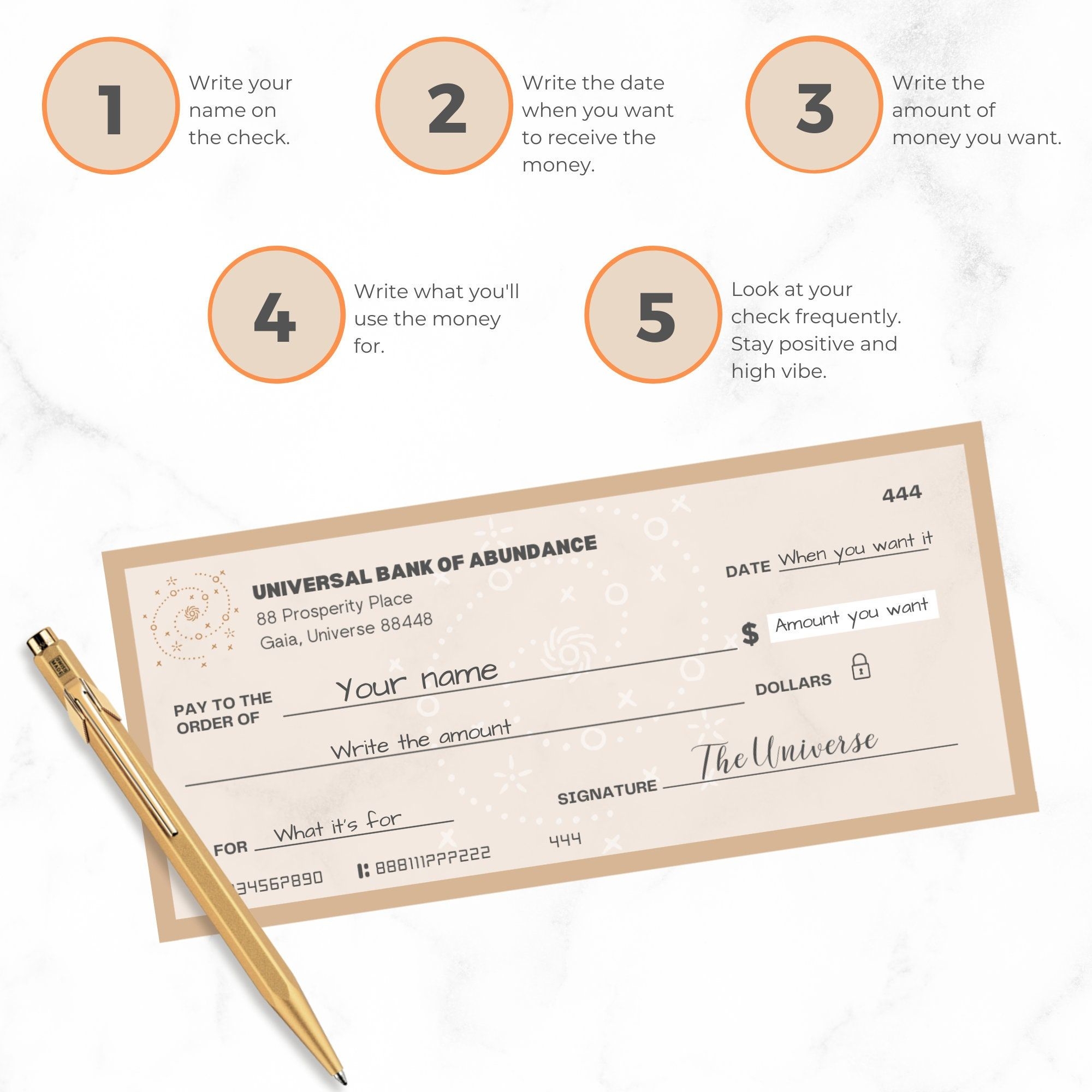 Manifestation Checks INSTANT DOWNLOAD Printable Cheque Law Etsy 