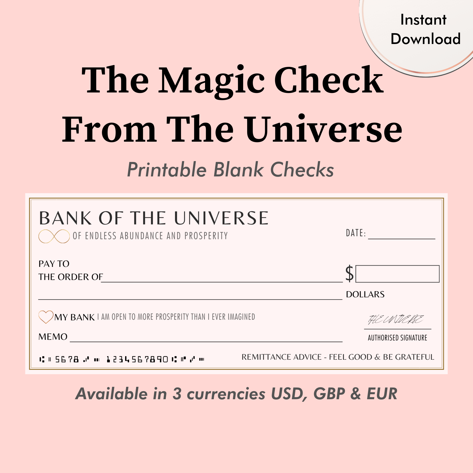 Manifestation Checks Printable Blank Abundance Checks