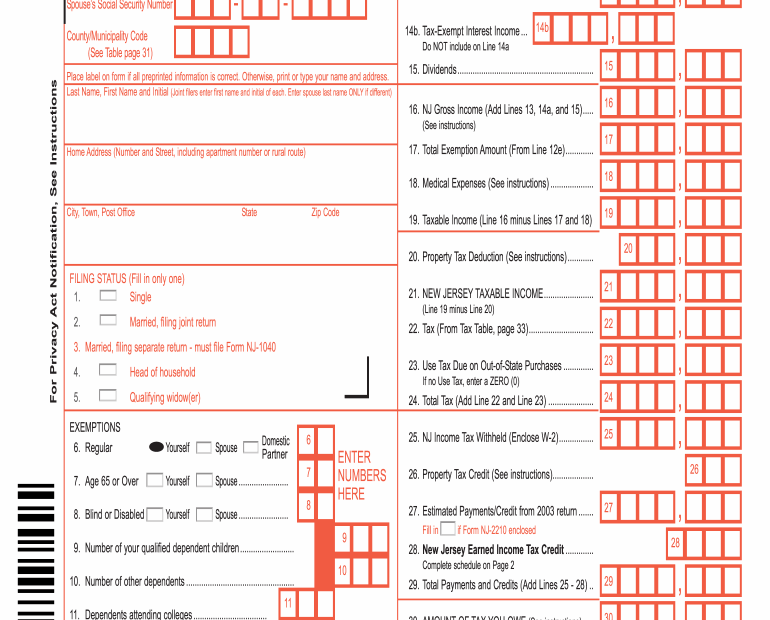 Nj State Income Tax Forms Printable Printable Forms Free Online