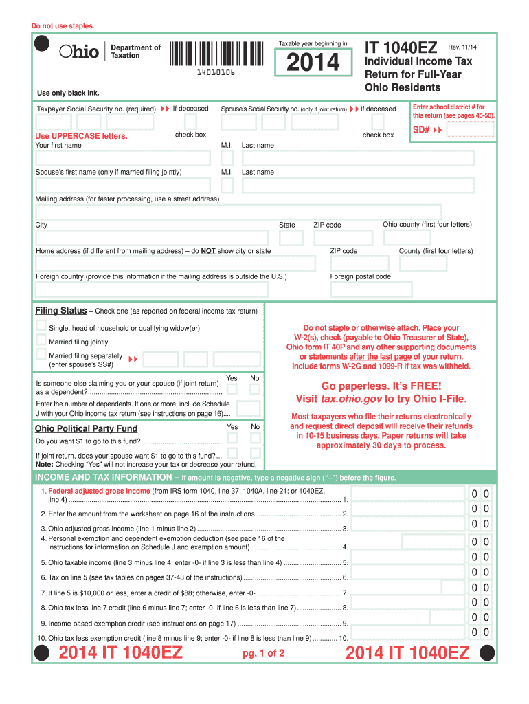 Ohio State Income Tax Form Printable Printable Forms Free Online