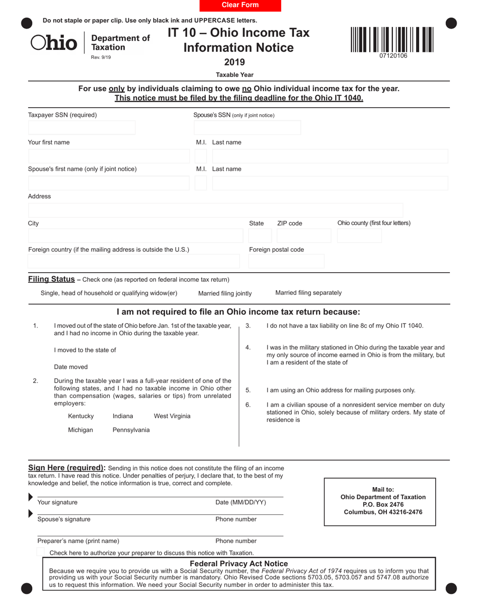 Ohio State Income Tax Form Printable Printable Forms Free Online