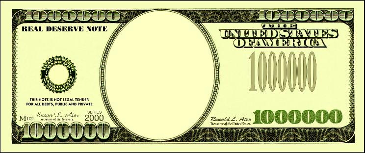 One Million Dollar Bill Printable