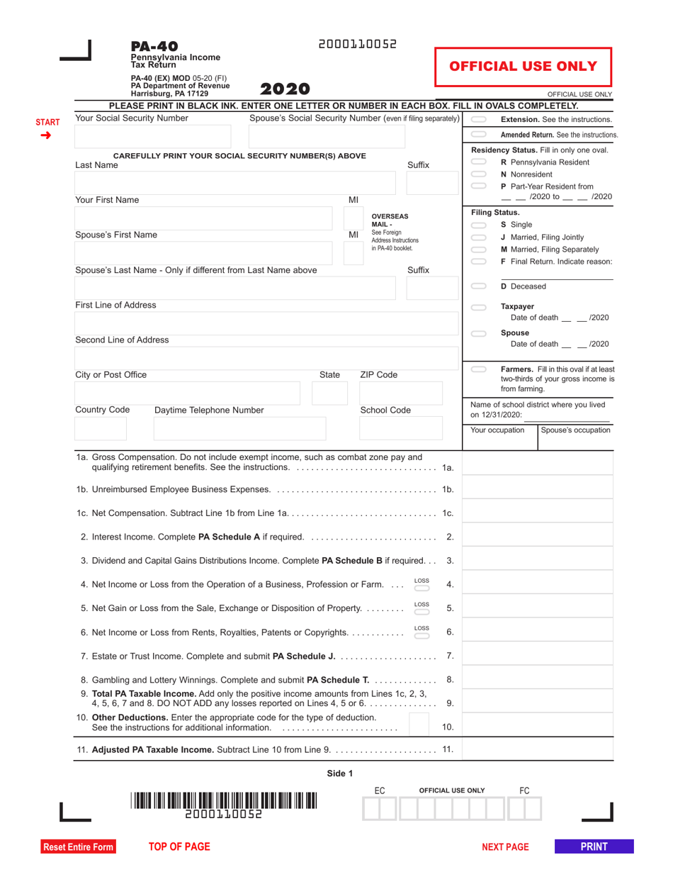 Pa Income Tax Forms Printable Printable Forms Free Online