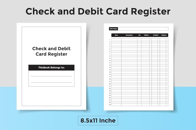 Premium Vector Check And Debit Card Register Template