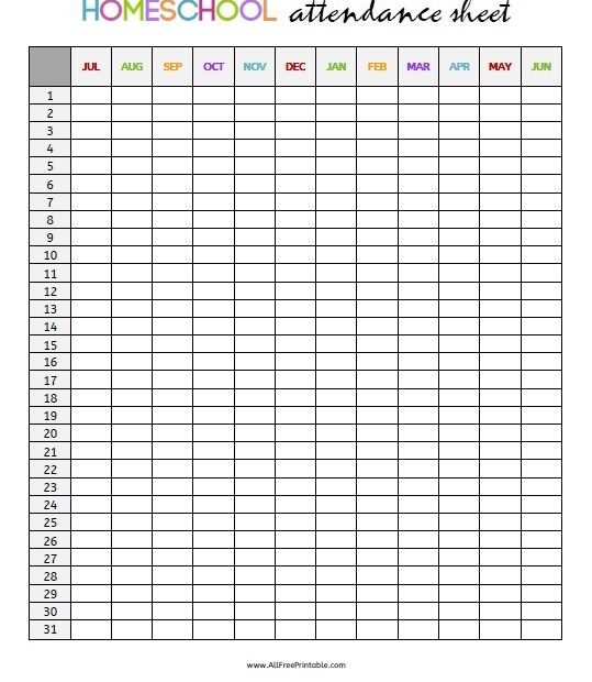 Print Student Attendance Sheet Free Printable