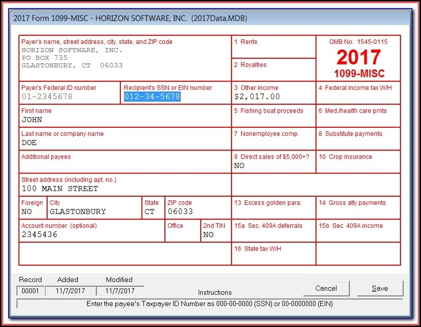 Printable 1099 Misc Form 2017 Pdf Form Resume Examples Bw9jzp497X