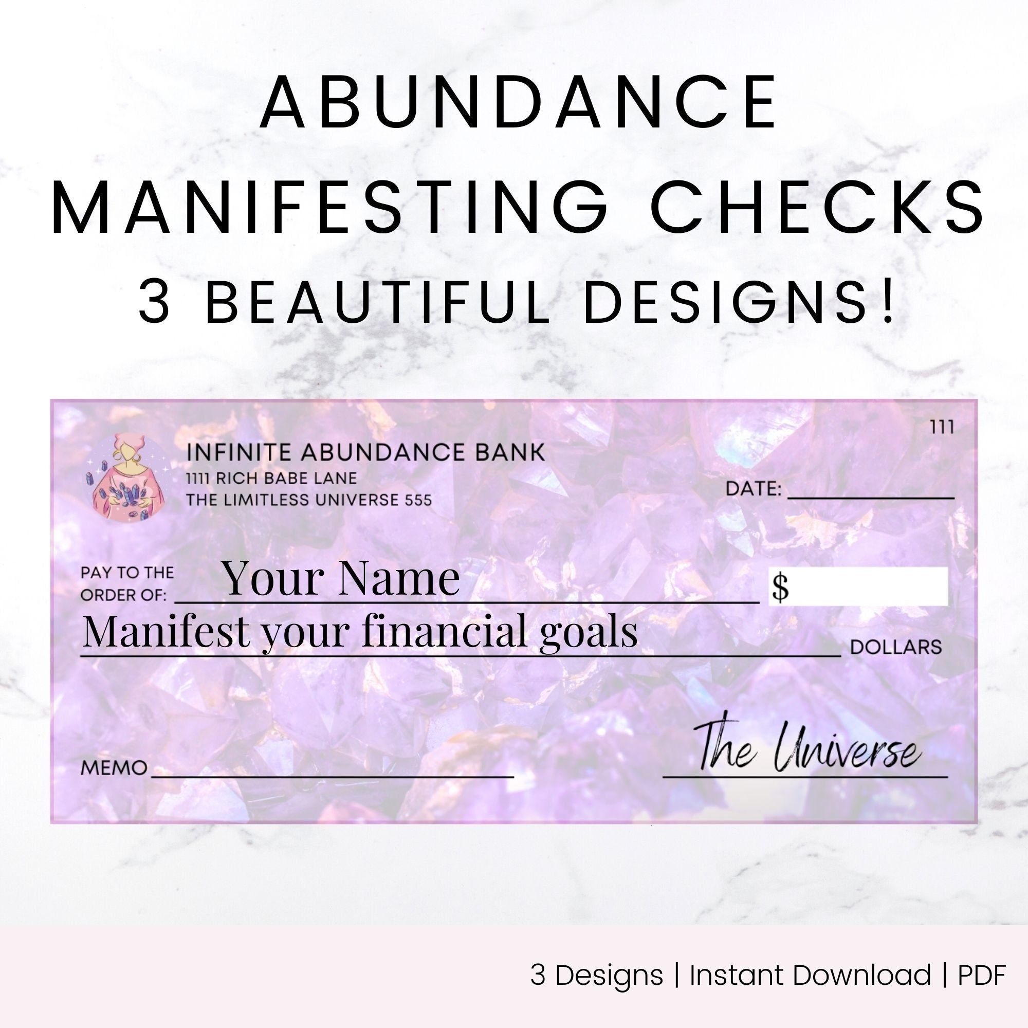 Printable Abundance Checks For Vision Boards Law Of Attraction 