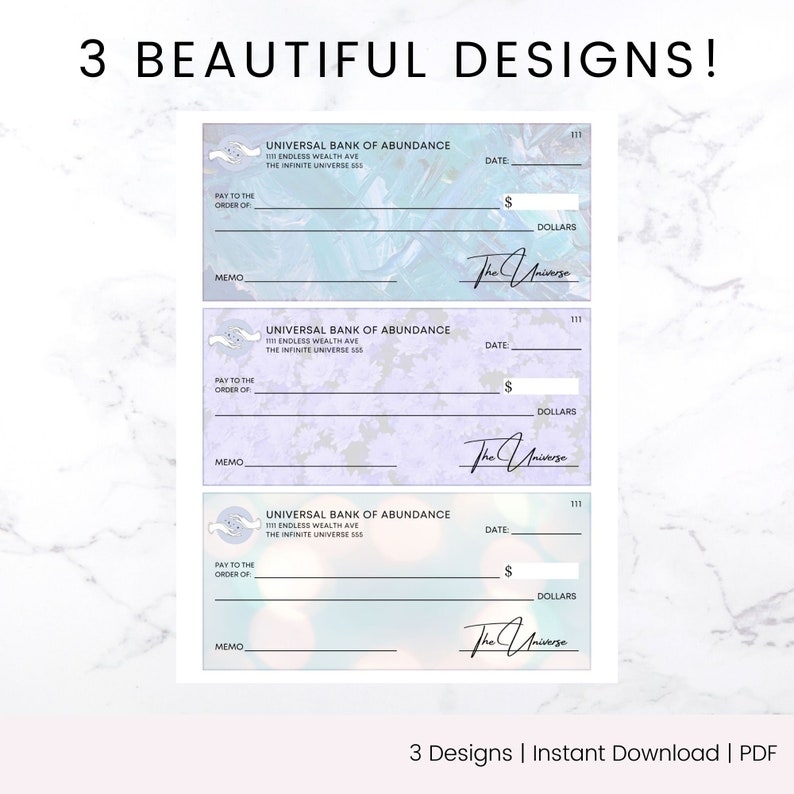 Printable Abundance Checks For Vision Boards Law Of Etsy