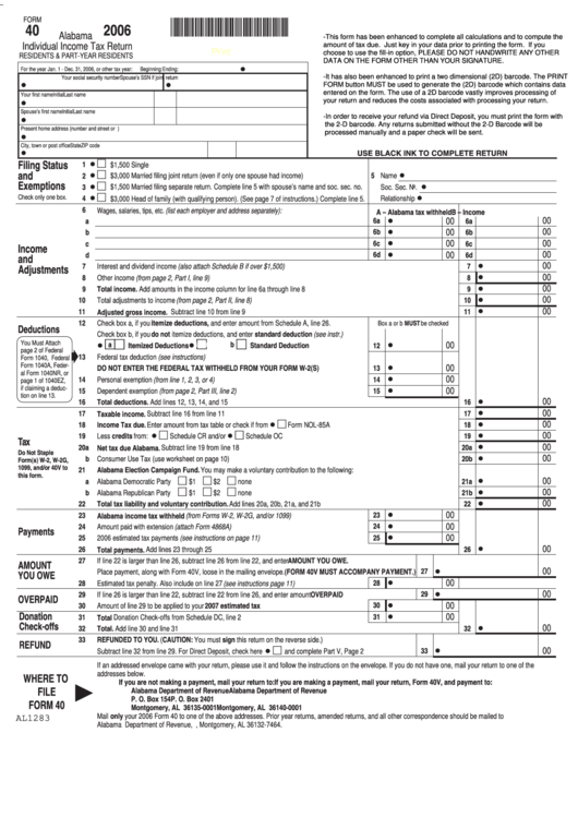 Printable Alabama Income Tax Forms Printable Forms Free Online