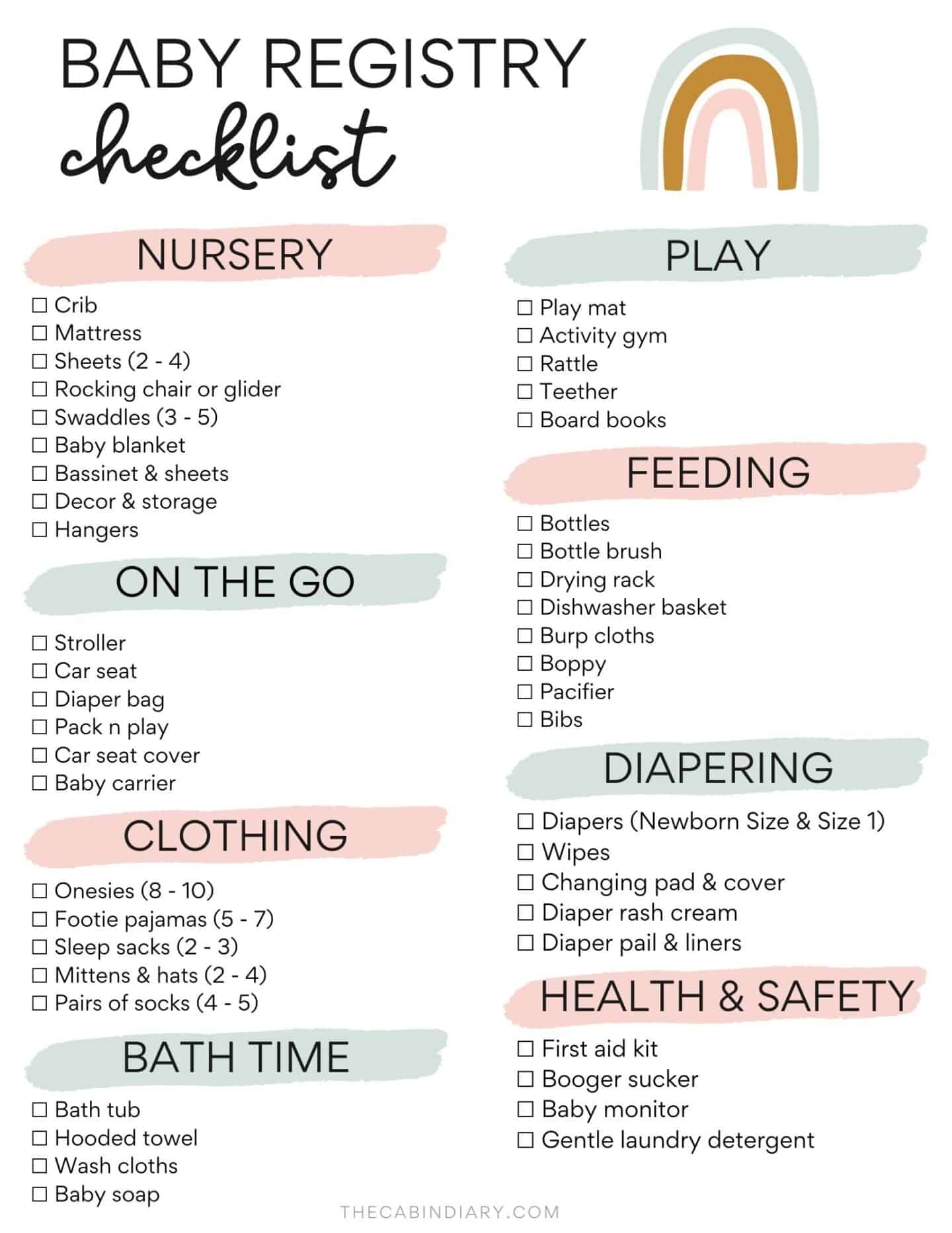 Printable Baby Registry Checklist Free Baby Registry Guid
