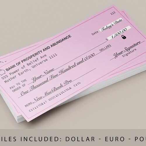 Printable Blank Abundance Checks For Your Vision Board Law Of Etsy