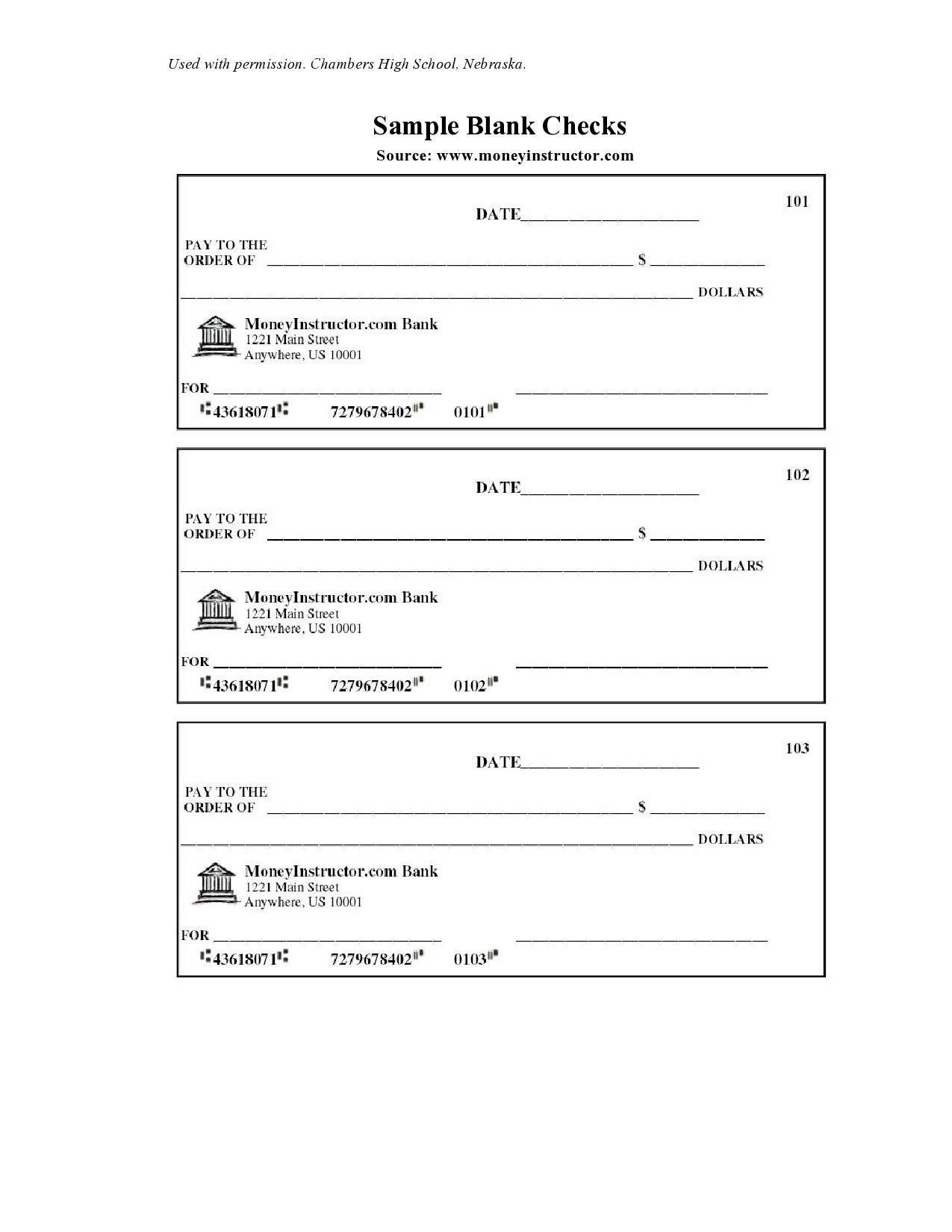 Printable Blank Cashiers Check