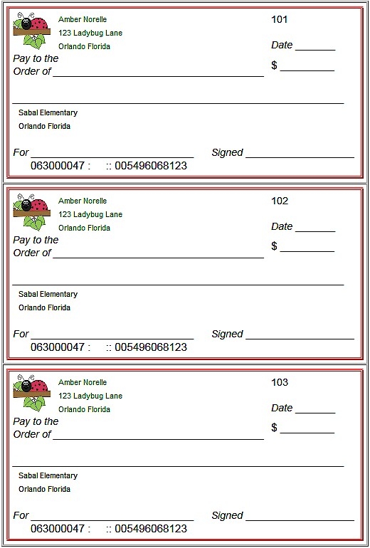 Printable Blank Checks For Students Printable Templates
