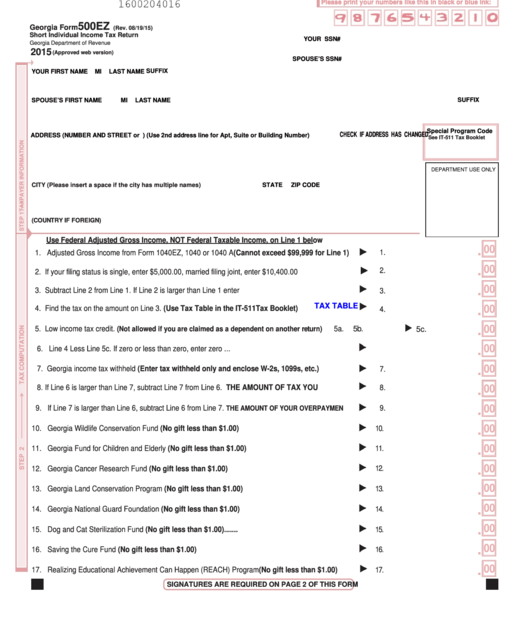 Printable Blank Georgia Income Tax Forms Printable Forms Free Online