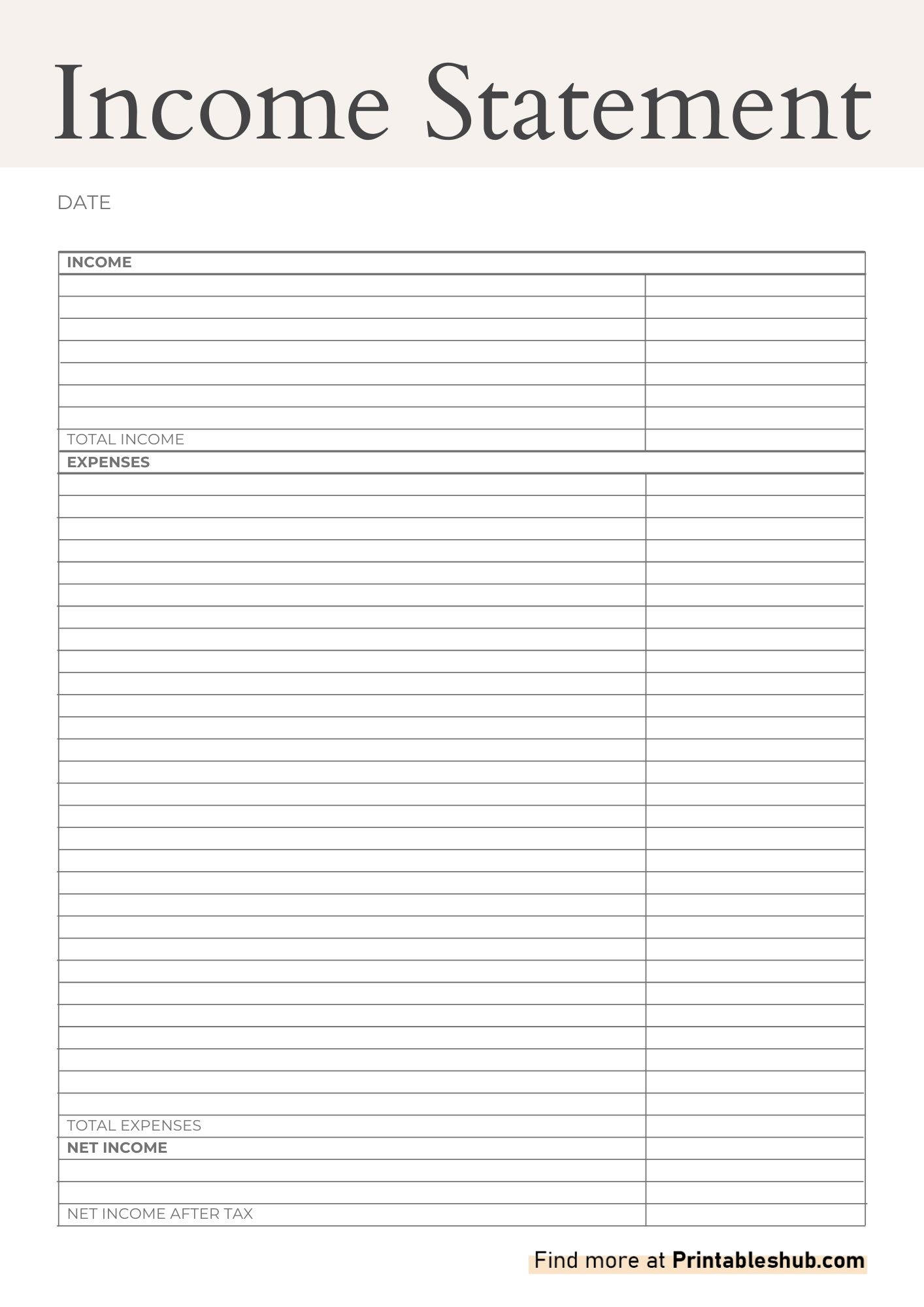 Printable Blank Income Statement Templates Printables Hub