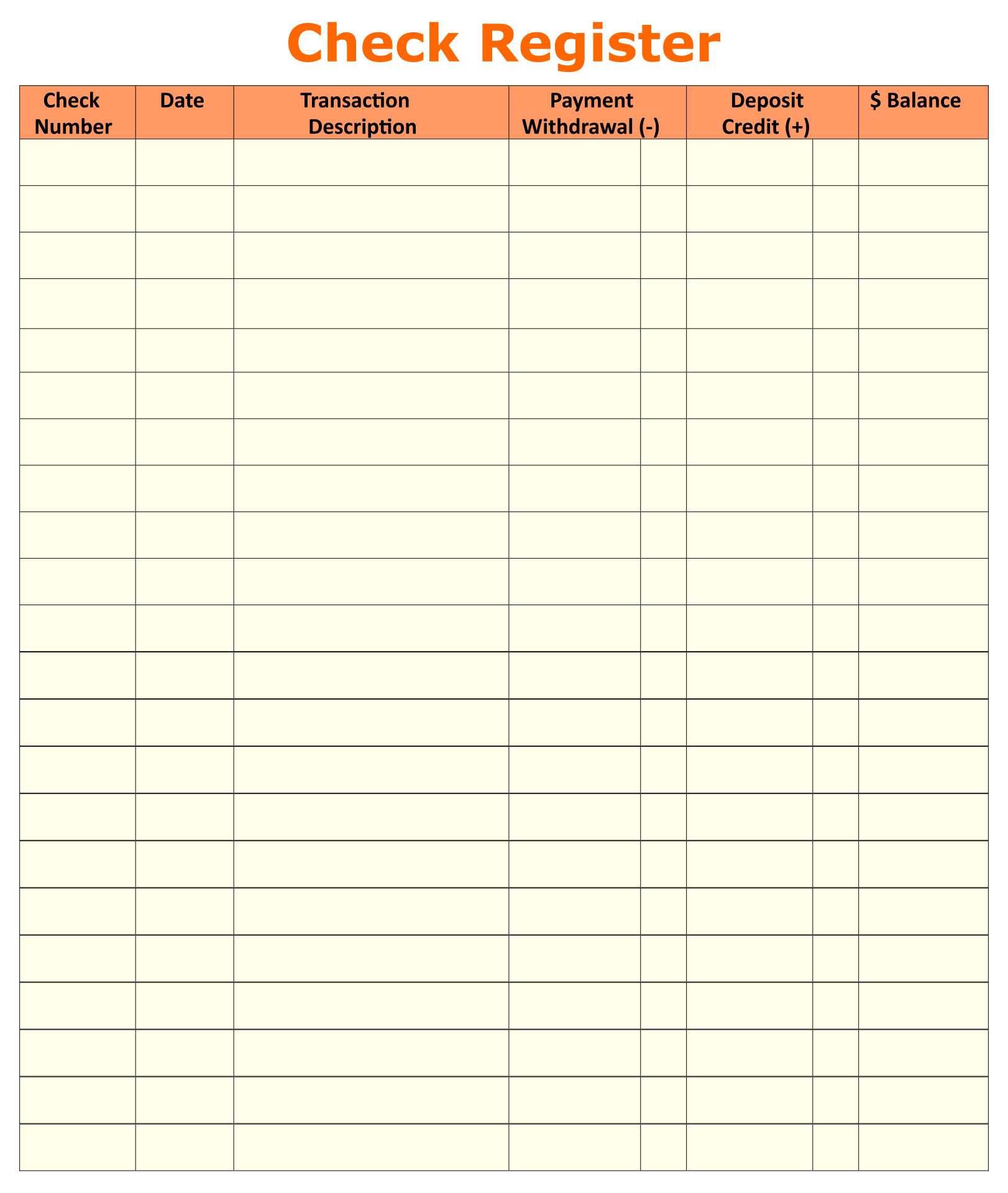 Printable Check Register Forms Printable Forms Free Online