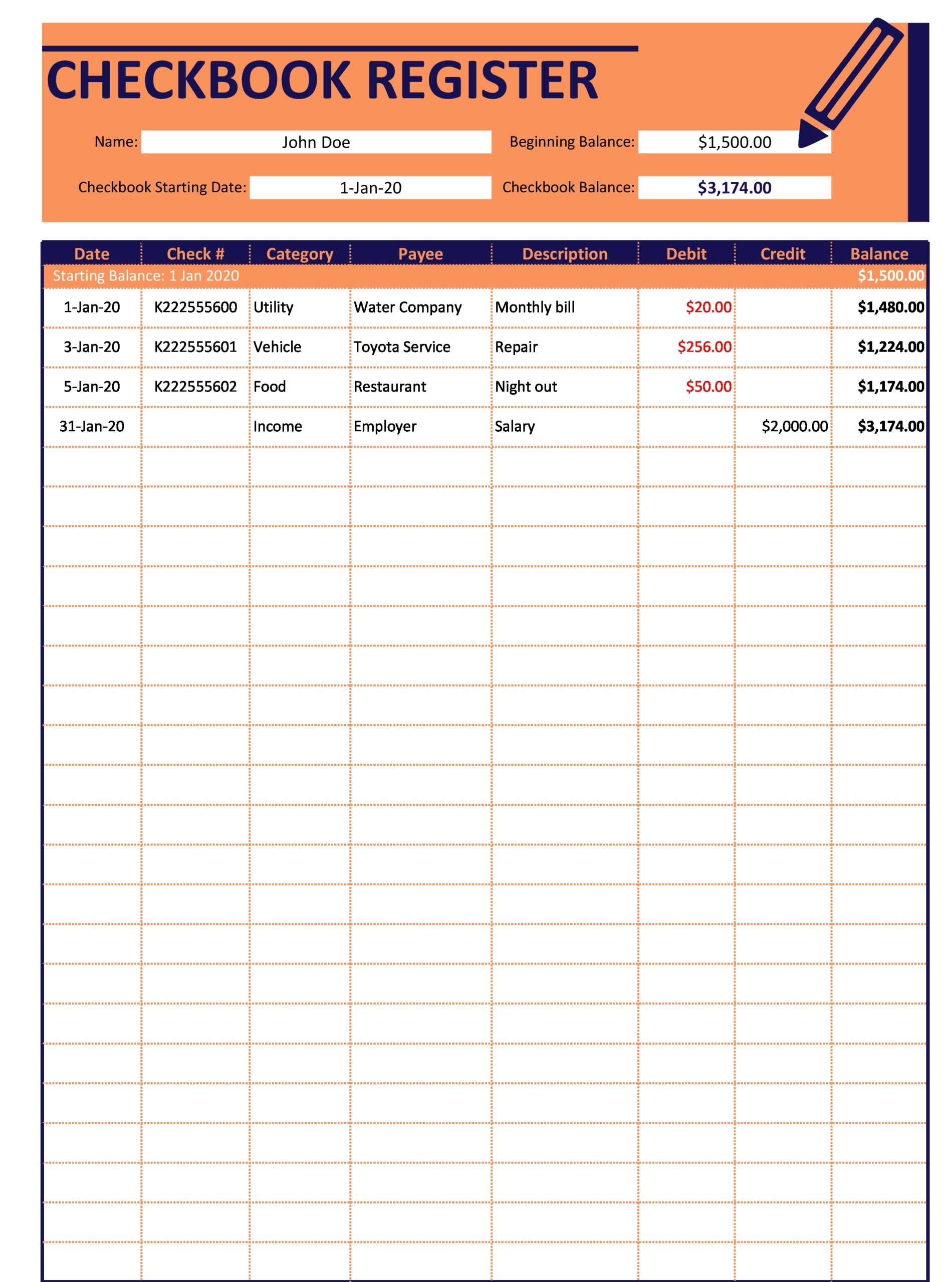 Printable Check Register Pdf Checkbook Register Excel Wolfdollar