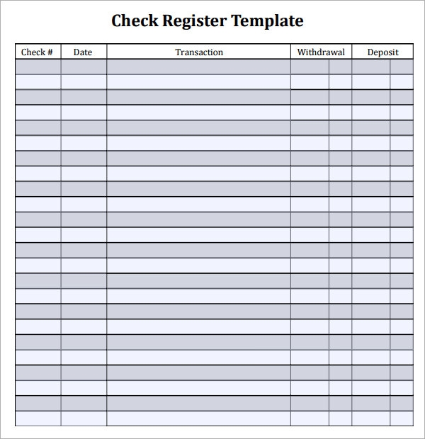 Printable Checkbook Register Free Thebigplm