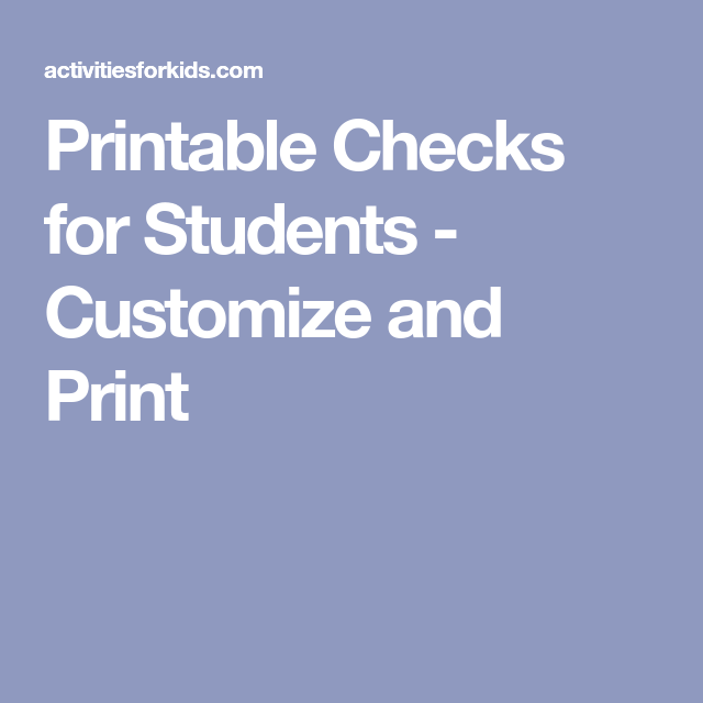 Printable Checks For Students Customize And Print Printable Checks 