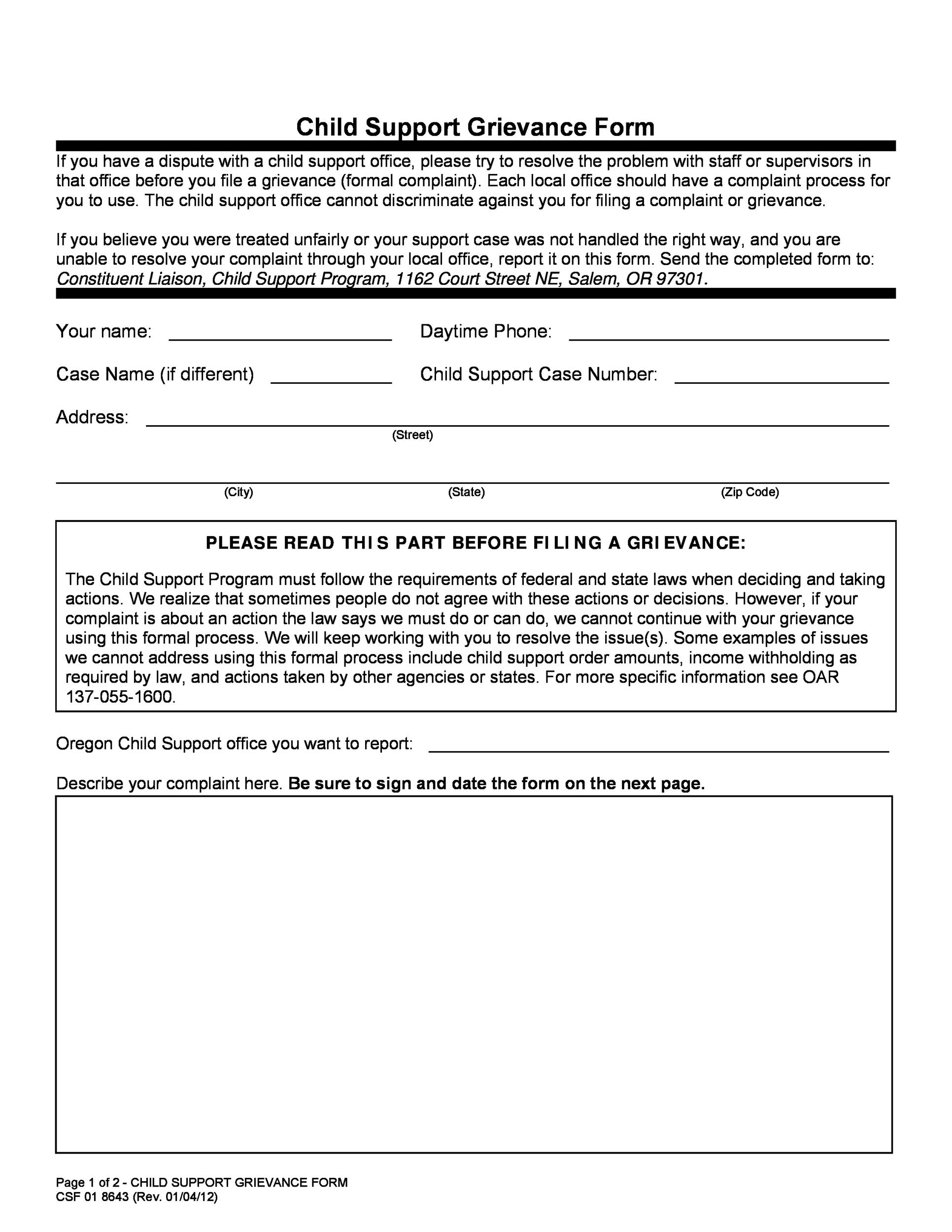 Printable Child Support Forms Printable Forms Free Online