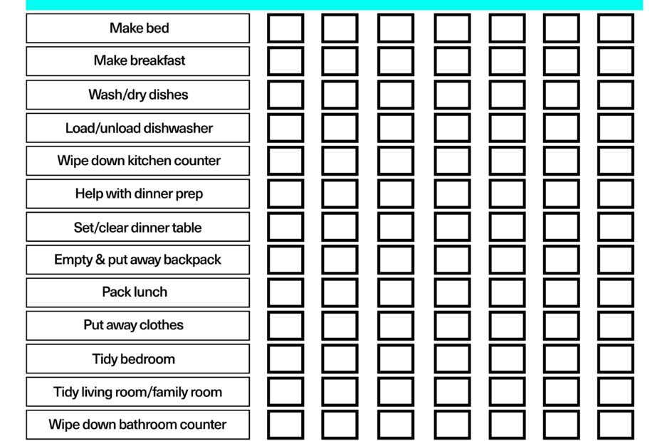 Printable Chore Chart Chore Chart Template Chore Chart