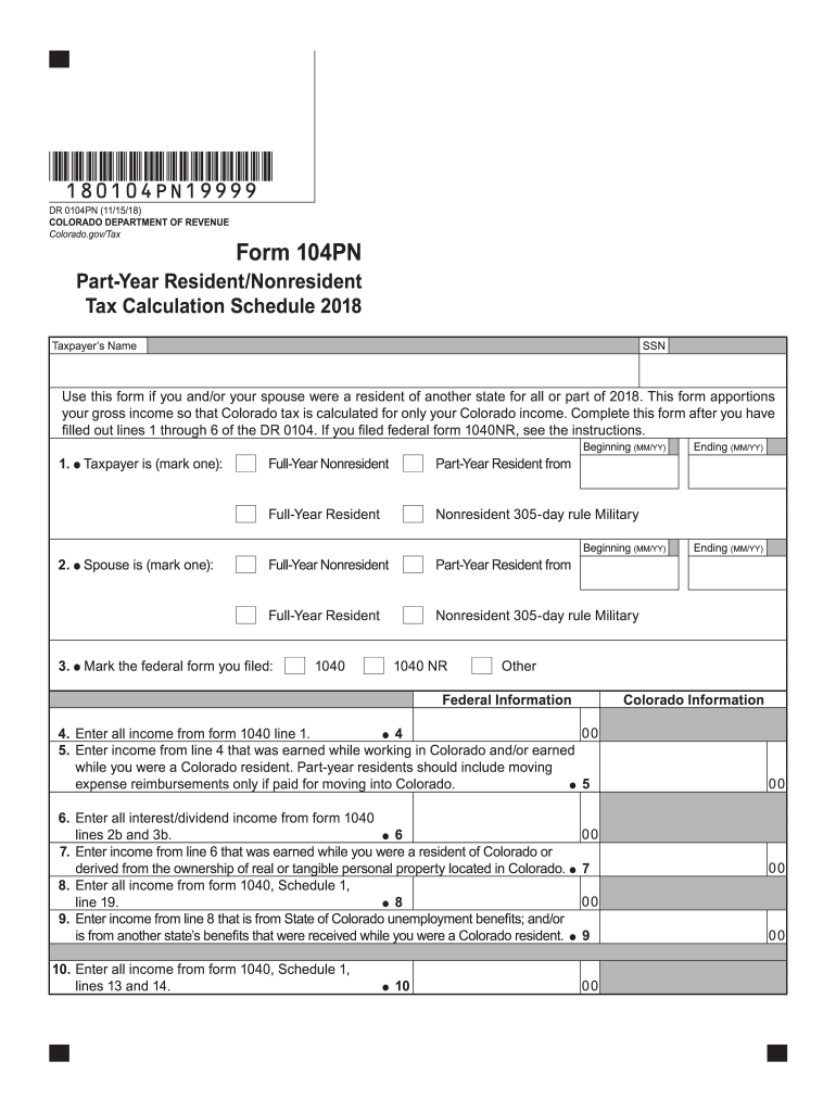 Printable Colorado Income Tax Form 104 Printable Forms Free Online