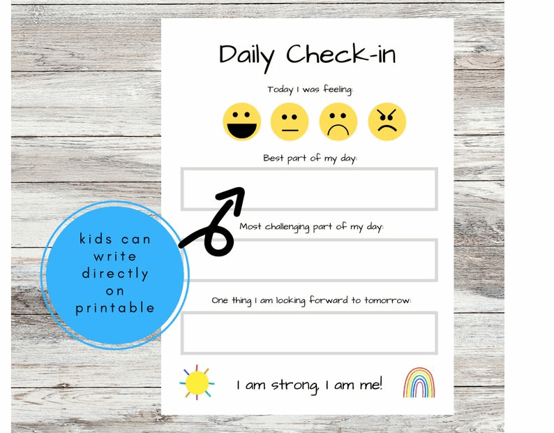 Printable Daily Check in For Kids How Am I Feeling Today I Was