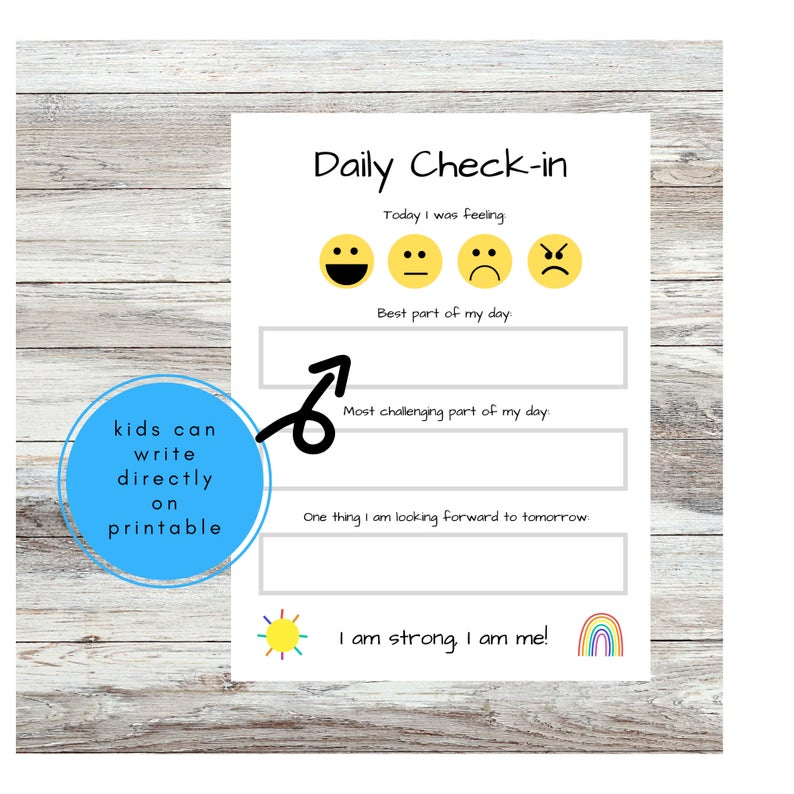 Printable Daily Check in For Kids How Am I Feeling Today I Was 