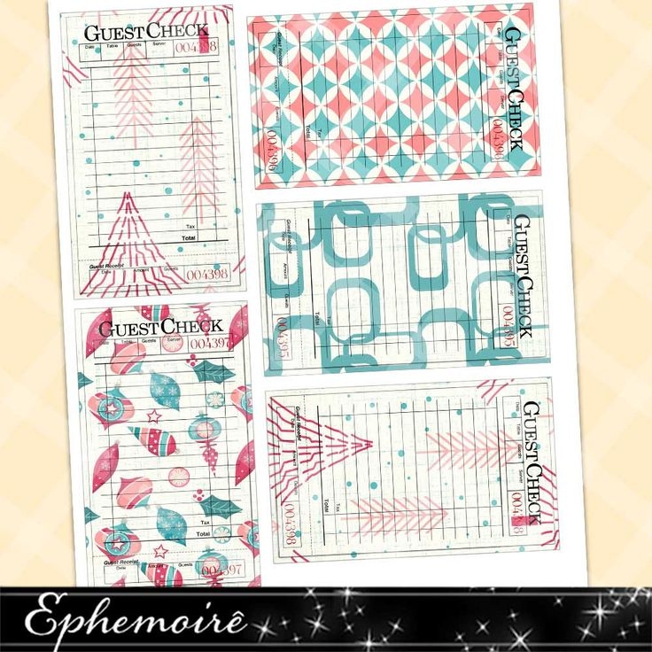 Printable GUEST CHECKS PINK Christmas Guest Check Printable 