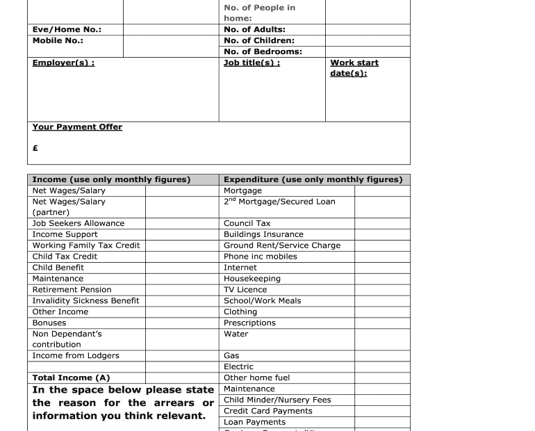 Printable Income And Expenditure Form Template Uk Printable Forms