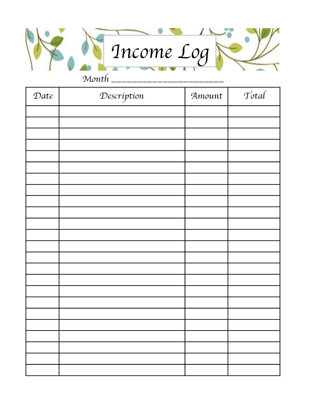 Printable Income Expense Forms Printable Forms Free Online