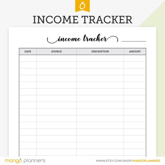 Printable Income Log Sheet