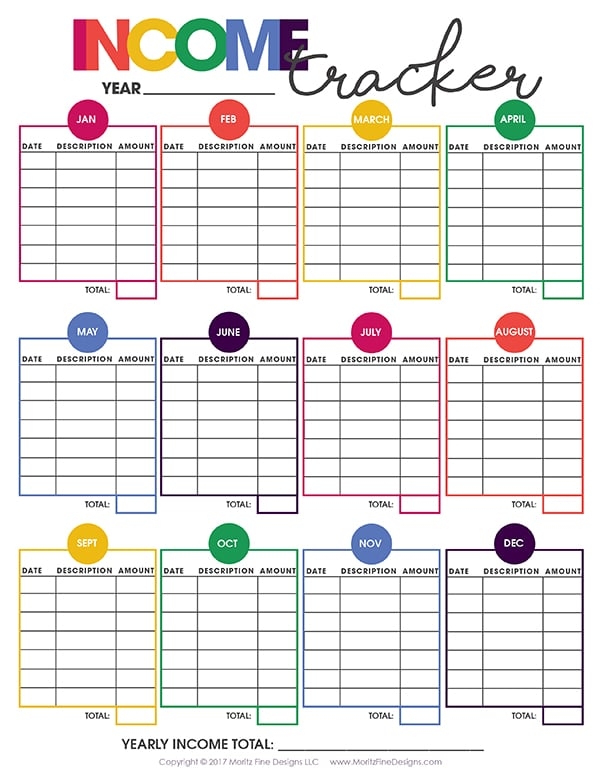Printable Income Tracker Free Printable Included