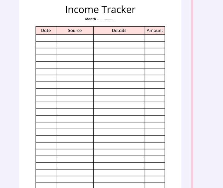 Printable Income Tracker Monthly Income Tracker Side Hustle Tracker