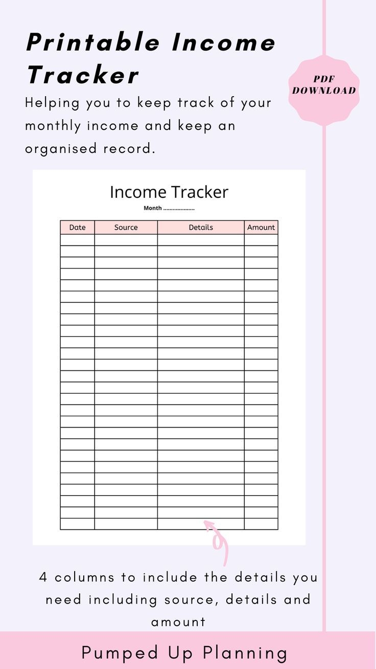 Printable Income Tracker Monthly Income Tracker Side Hustle Tracker 