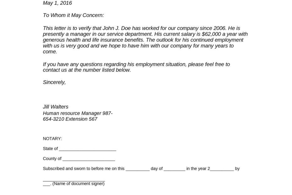 Printable Income Verification Letter