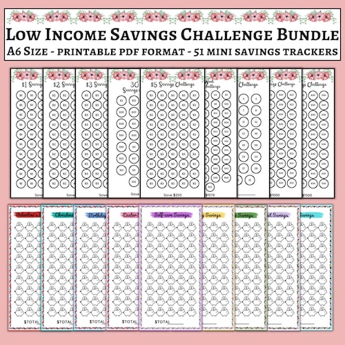 Printable Low Income Savings Challenge Bundle Printable Etsy