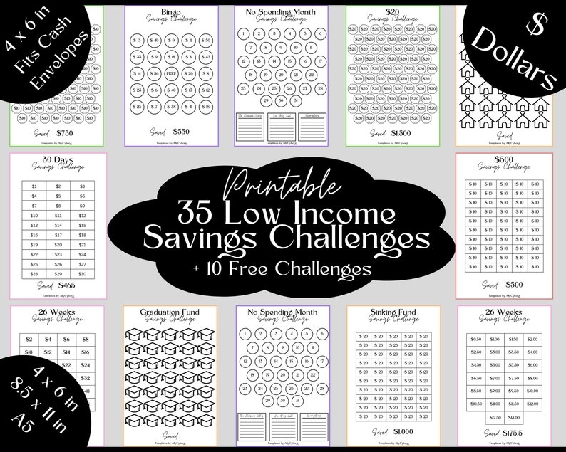 Printable Low Income Savings Challenge Bundle Printable Etsy
