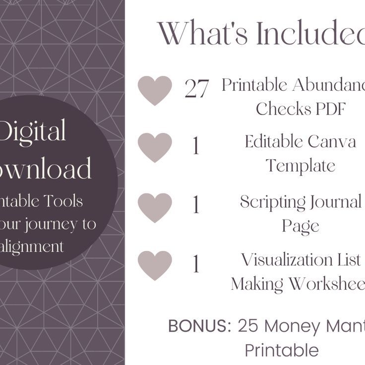 Printable Manifestation Abundance Checks And Canva Template