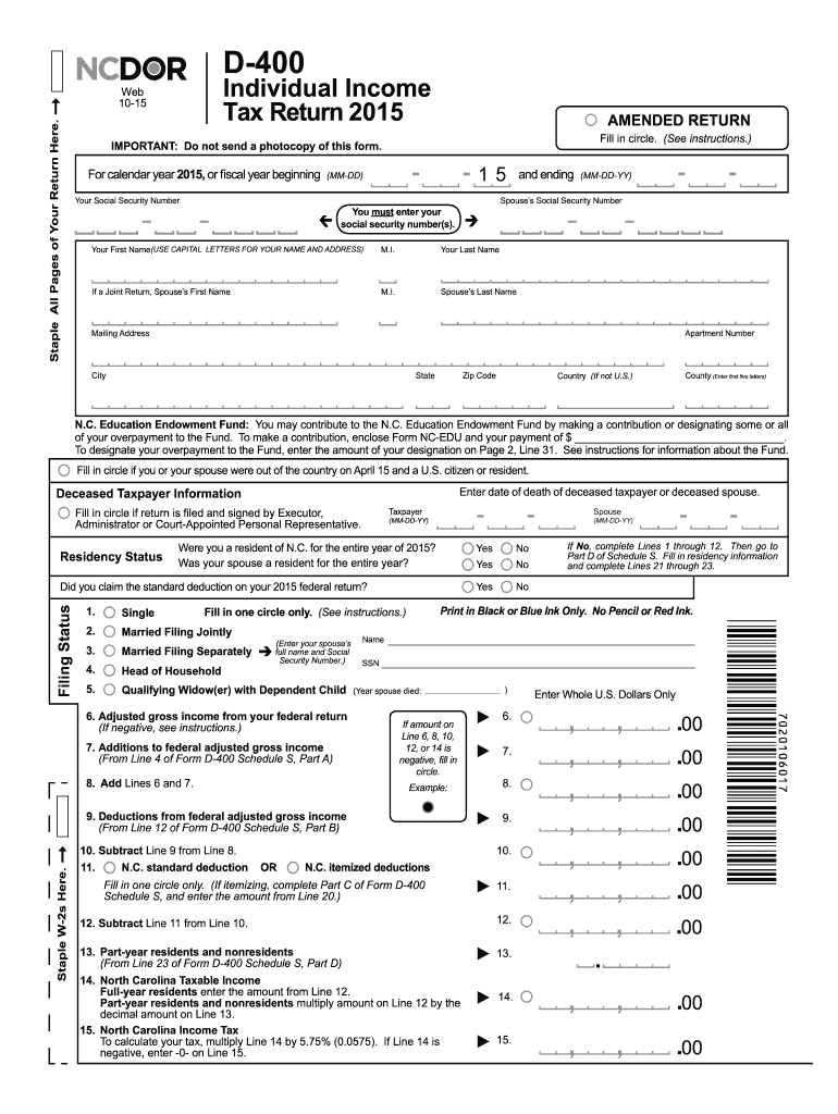 Printable Nc State Income Tax Forms Printable Forms Free Online