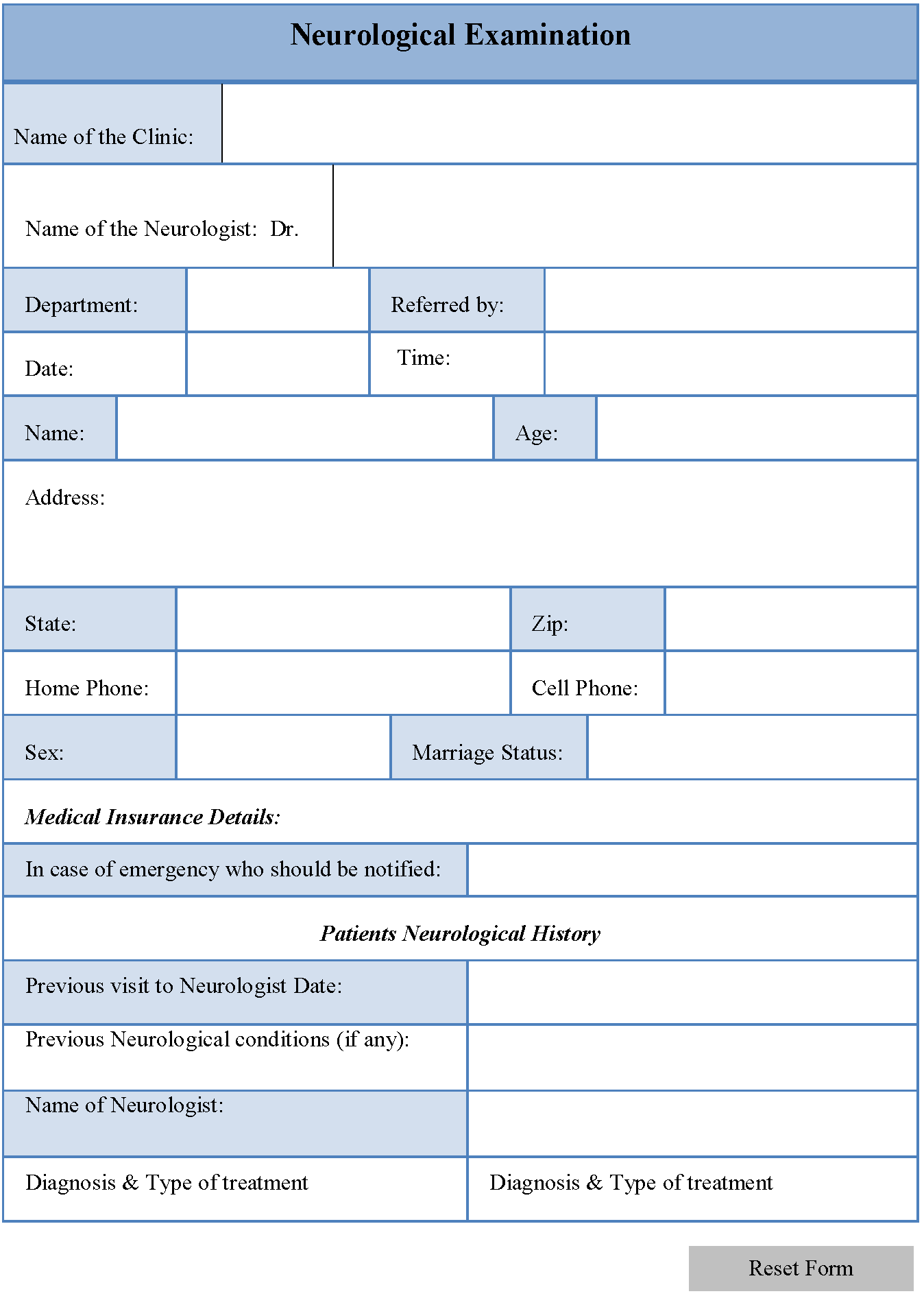 Printable Neuro Check Form Printable Forms Free Online