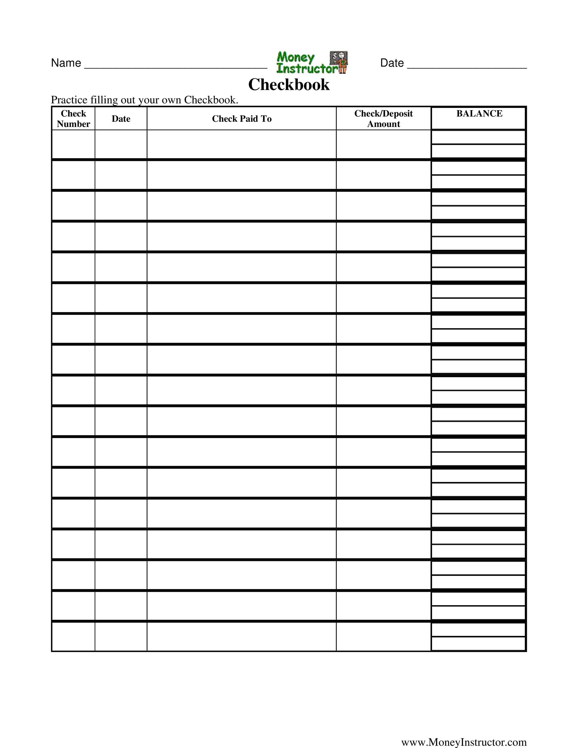 Printable Pdf Checkbook Register Template Nanaxjack