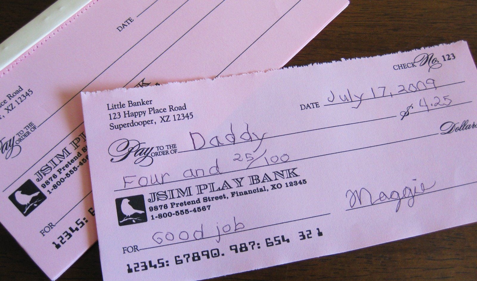 Printable Pretend Checks For Kids Social Studies Economics Free 