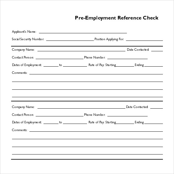 Printable Reference Check Questions Template Printable Templates