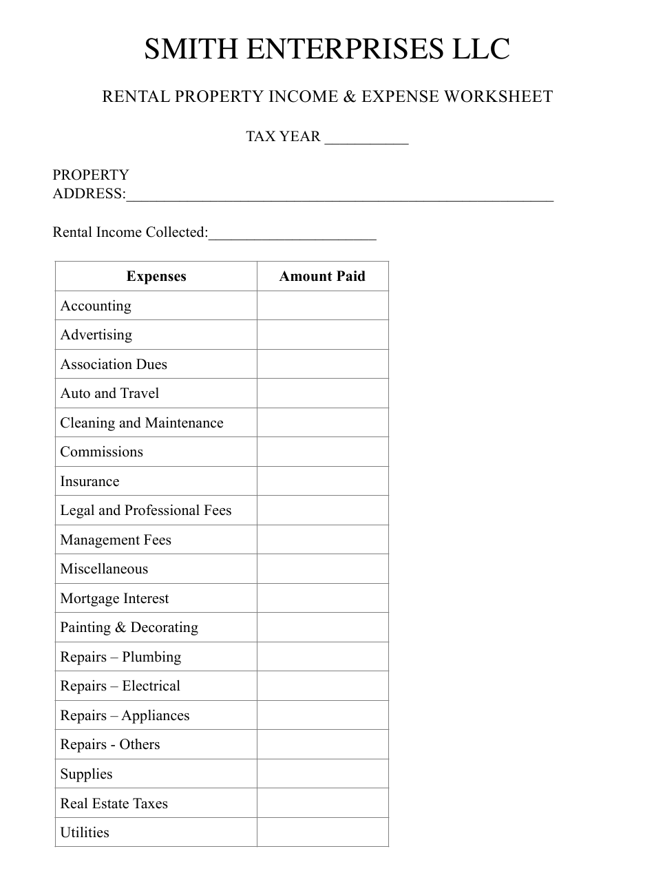 Printable Rental Income And Expense Worksheets Printable Worksheets