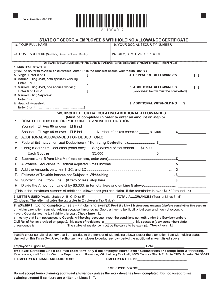 Printable State Of Ga Income Tax Forms Printable Forms Free Online
