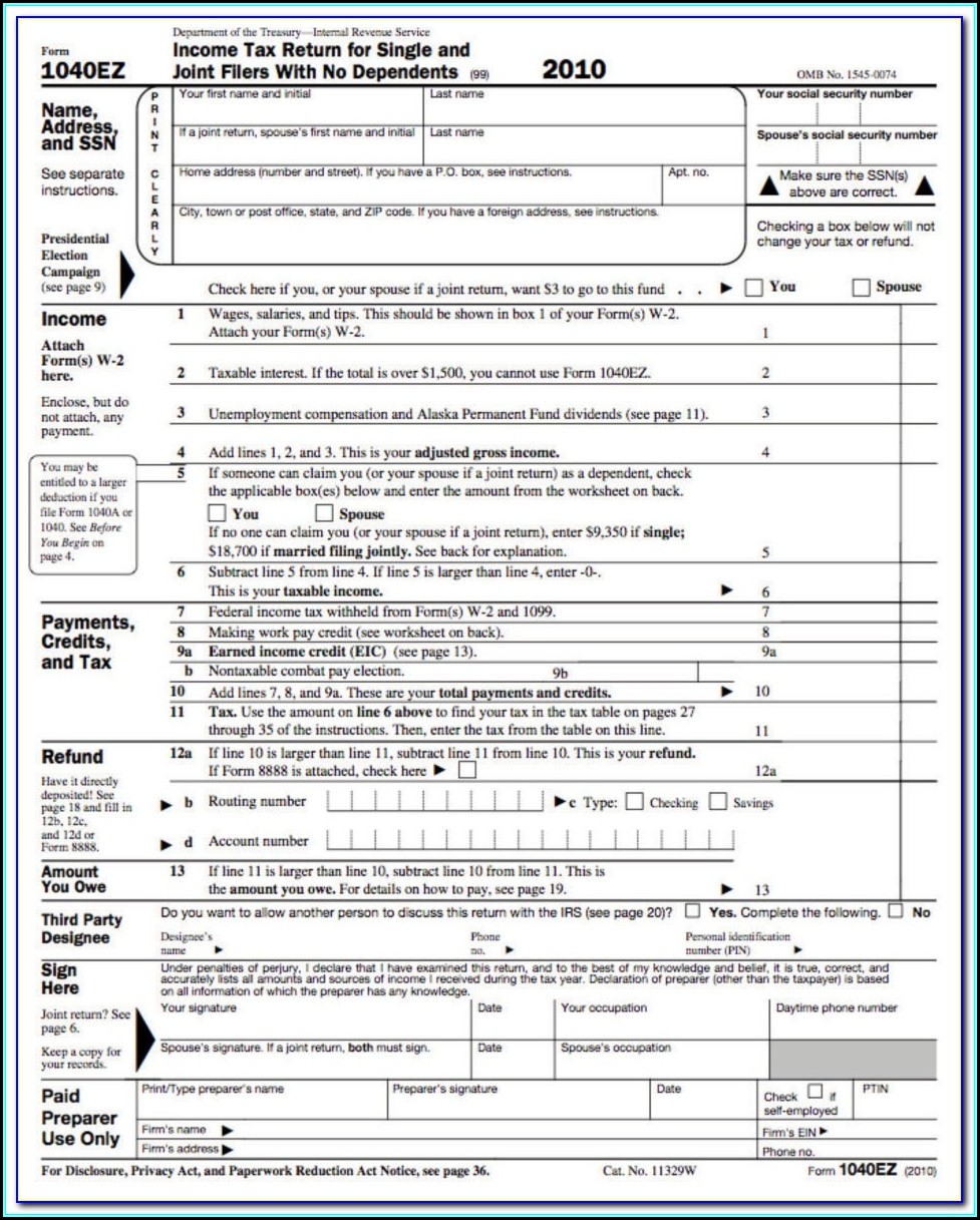 Printable Tax Forms 1040ez 2019 Form Resume Examples vq1PyQrKkR