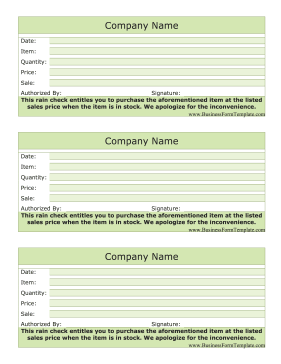 Rain Check Wide Template