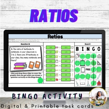 Ratios Activity Bingo Self Checking Digital Printable Task Cards